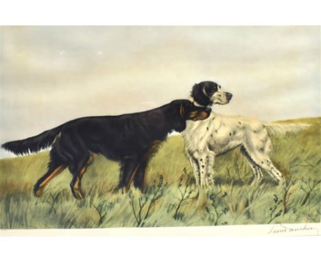 AFTER LEON DANCHIN (FRENCH 1887-1939) English and Gordon Setter, colour print, 36.5 x 60cm and similar, Gordon Setter with Ma