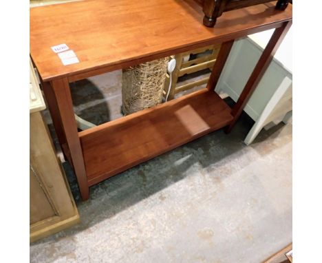 Contemporary fruit wood, two tier console table, 32 x 100 x 80 cm H. Not available for in-house P&amp;P