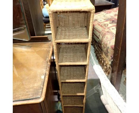Six shelf wicker and metal CD holder, 19 x 19 x 96 cm H. Not available for in-house P&amp;P