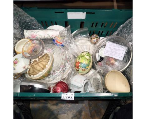 Shelf of mixed ceramic and glass. Not available for in-house P&amp;P 