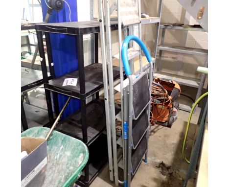 Macallister three rung step ladders and a six rung aluminium set of ladders. Not available for in-house P&amp;P 