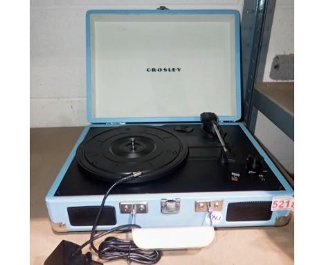 Crosley briefcase record player with power supply, working. Not available for in-house P&amp;P