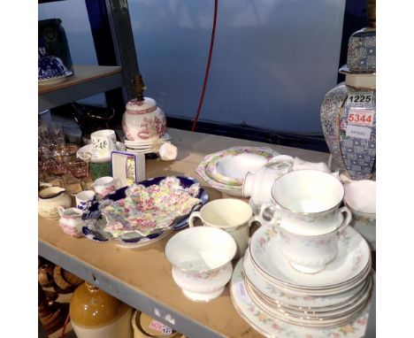 Decorative ceramics including table lamps, Doulton Bunnykins, tea service etc. Not available for in-house P&amp;P