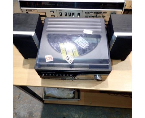Record player, radio with USB , SD-MC and MP3/WMF functionality, includes speakers, remote, spare stylus. All electrical item