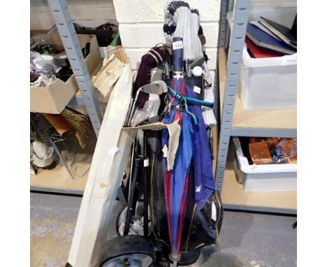 Golf clubs, caddy and trolley. Not available for in-house P&amp;P