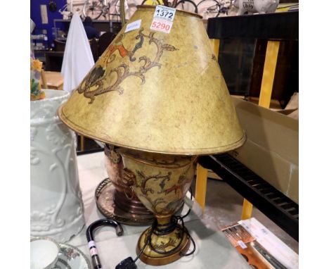 Decorative lamp, with metal shade, H: 70cm. Not available for in-house P&amp;P