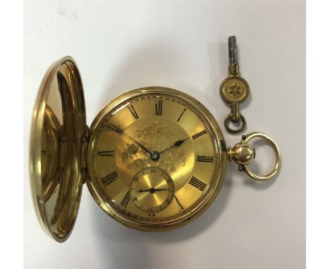 circa 1854, the unsigned gilt floral dial, 42mm diameter, with black Roman numerals, blued spade hands, subsidiary seconds re