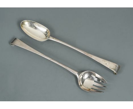 by Christopher Skinner, 1758, 'Old English' style pattern with turned terminals, comprising spoon and fork, crested, 7ozt gro