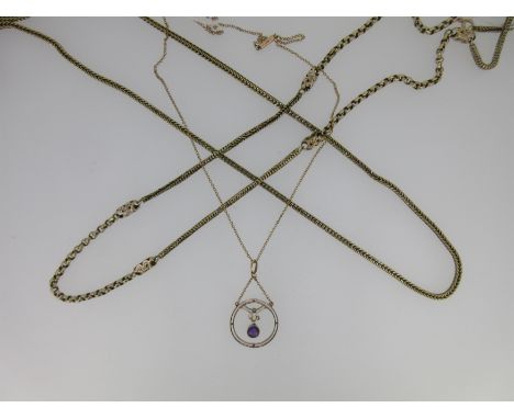 the first composed of alternating lengths of faceted belcher links and foxtail chain each separated by a Georgian ornate pier