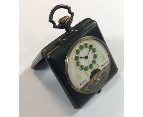 circa 1910, the signed white dial with gold coloured floral decoration, 39mm diameter, with gold coloured Arabic numerals eac