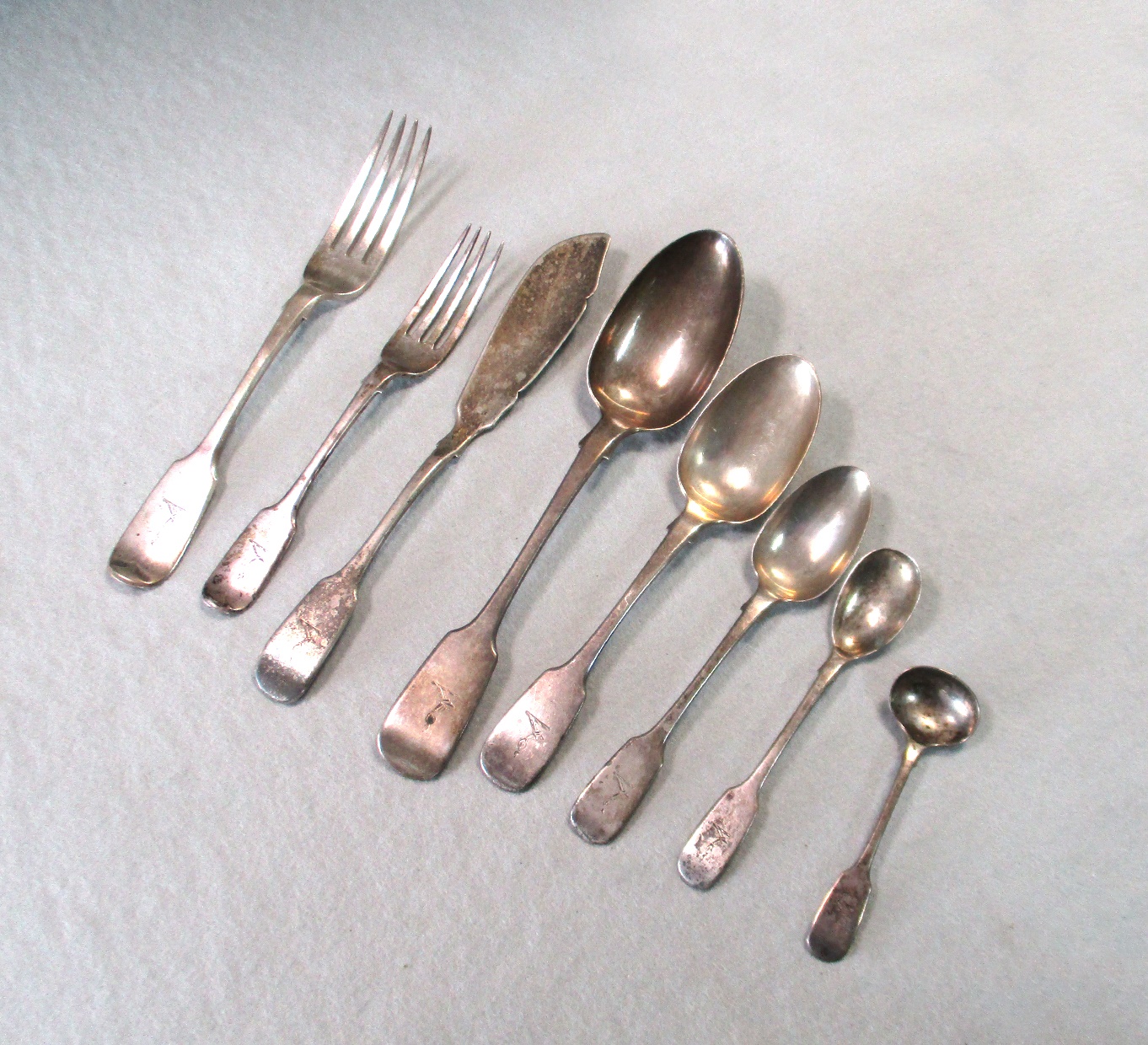 Dublin A 35 piece set of Victorian silver flatware, in Cheffins