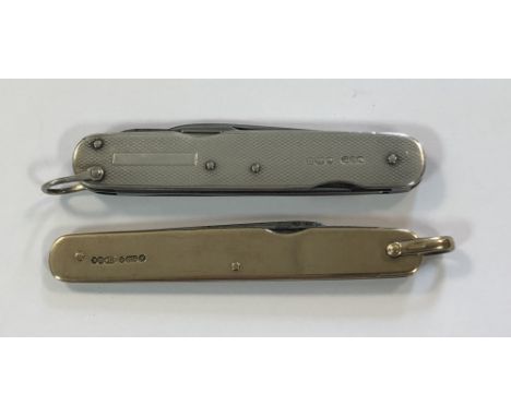 the first, Chester 1913, the two plain gold plates riveted between the steel action, with two folding blades and simple part 