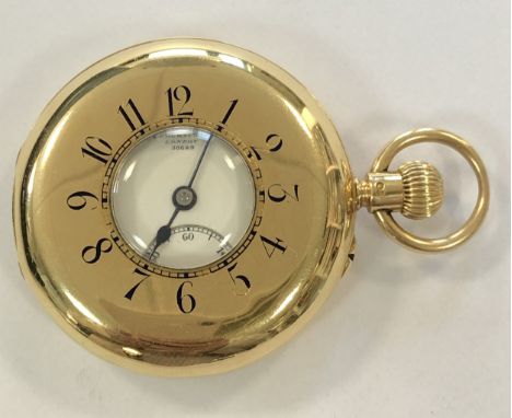 circa 1909, the front lid with blue enamel Arabic numerals and chemin de fer chapter ring, the signed white dial, 40mm diamet