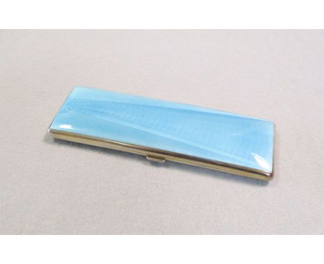 by Beddoes &amp; Co, Birmingham 1936, of elongated rectangular form, the piano hinged cover decorated with sky blue guilloché