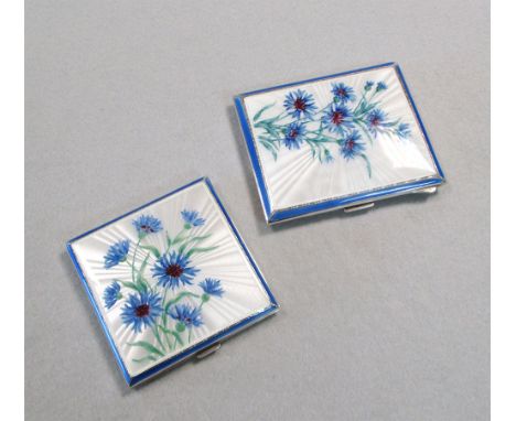 by Adie Brothers, Birmingham 1951/52, the square shaped compact 6.5cm x 6.5cm with push in thumbpiece and piano hinged cover 
