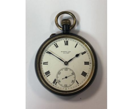 the white dial, unsigned, but marked 'Gibson Ltd Belfast' for the retailer, with black Roman numerals, blued spade hands, sub