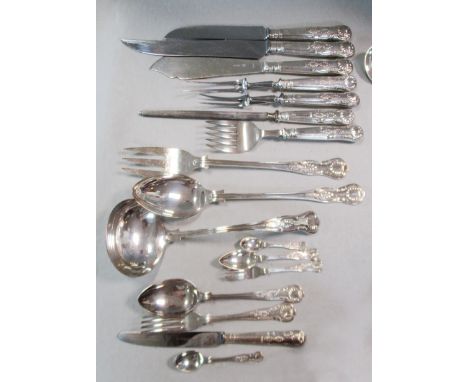 by Cooper Brothers &amp; Sons, Sheffield 1954/1957, 'Kings' pattern, comprising 12 table forks, 12 table knives with filled h