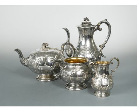 by John Smith, 1871/1873, tandem marked by West &amp; Son, of circular somewhat bulbous form decorated with repoussé foliage 