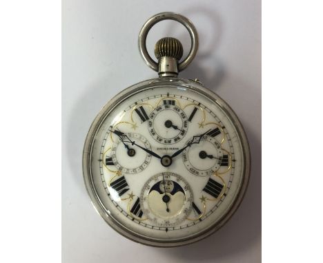 the white dial, 41mm diameter and marked 'Swiss made', with black Roman numerals, blued cathedral hands, chemin de fer chapte