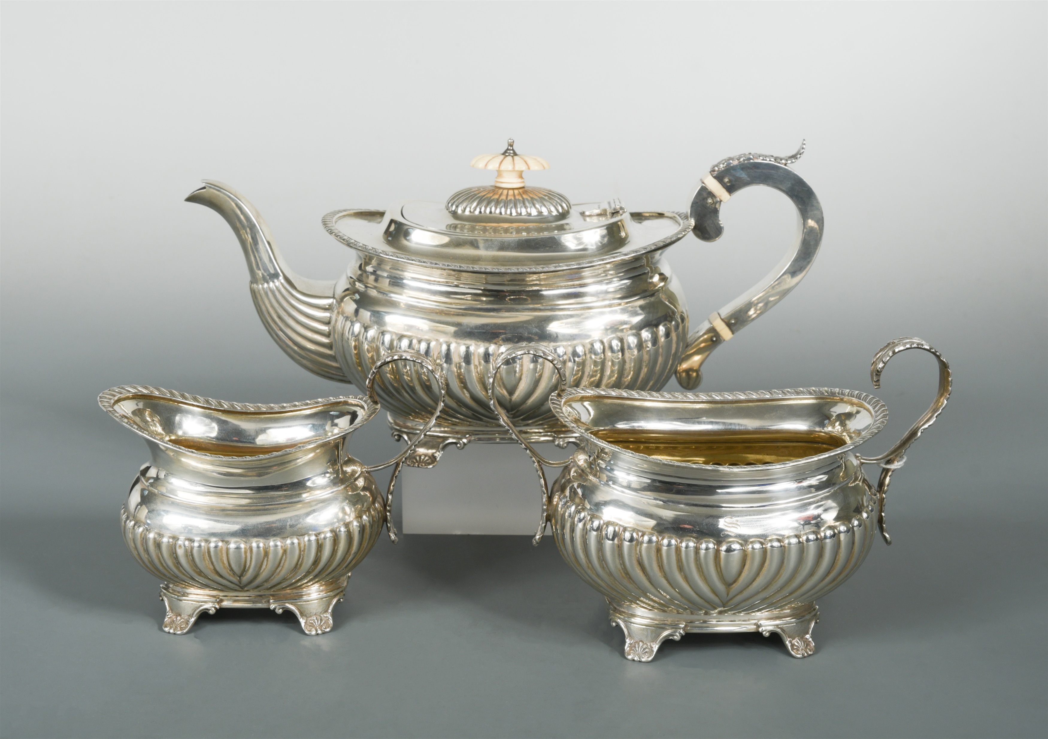 A Victorian silver three piece tea set by George Unite, in - Cheffins ...