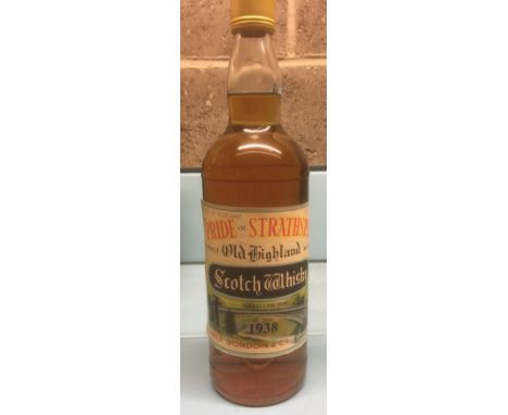 Malt Whisky, Distilled 1938, bottled in the 1970’s, one bottle, 75cl 40%. Level into neck. Reputedly the malt in this bottle 