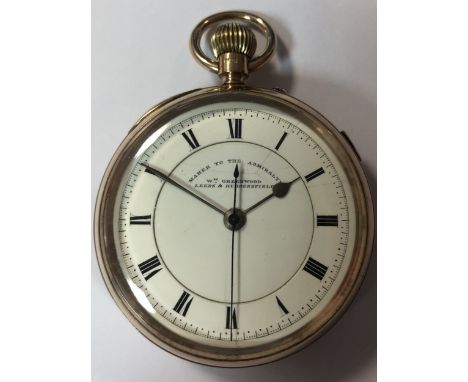 circa 1921, the signed white dial, 43mm diameter, with black Roman numerals, blued spade hands, centre seconds and outer minu