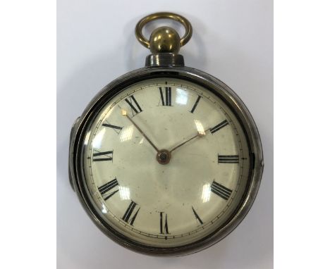 the silver outer case by William Howard, Birmingham 1813, the lid activated via a push button, the open faced pocket watch wi