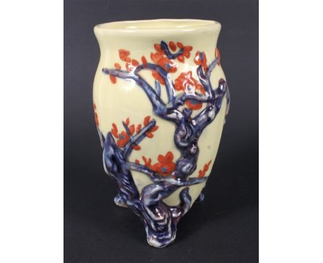 1930's Clarice Cliff relief moulded Indian tree vase. Signed to the base Wilkinson England, H18cm. Condition Report: Crazing 