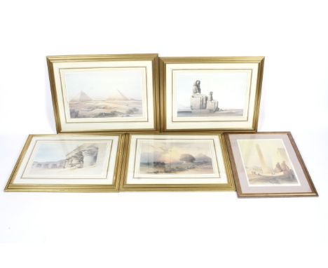 After David Roberts RA (1796-1864), four lithographs of Egyptian views. Published by FG Moon 1846 & 1848, together with anoth