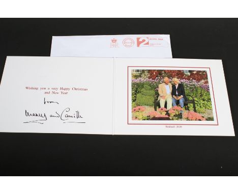 A HRH Charles Prince of Wales and Camilla Duchess of Cornwall signed 2020 Christmas Card. The signature autopen machine gener