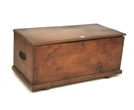 An early 20th century pine twin handled trunk. L93cm x D44cm x H43cm