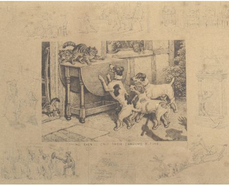 After Frank Paton (1856-1909), Coming Events Cast Their Shadows Before, etching. Signed in pencil lower right, framed, 24.7cm