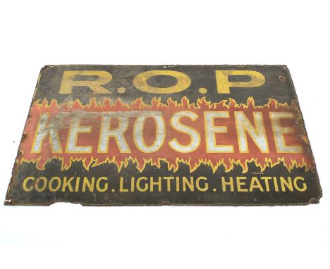 An R.O.P. Kerosene cooking, lighting &amp; heating enamel sign. 60.5cm x 38cm