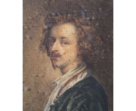 Attributed to Charles Robert Leslie (1794-1859), Portrait of Van Dyke. Watercolour, monogrammed top right. Inscribed verso, i