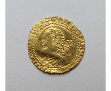 James I (1603-1625), Quarter Laurel, third coinage, bust with two loose tie ends, rev. crowned shield on long cross fourchee,
