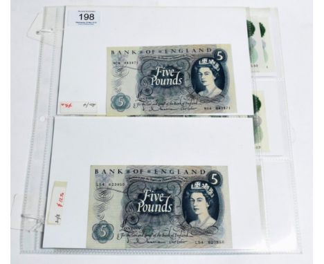 Great Britain, Bank of England, Hollom, £5 blue (3), 1963, series C portrait issue, D13 and L54 (B297), and a replacement not
