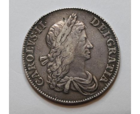 Charles II (1660-1685), Crown, 1663,  first draped bust, CAROLVS II DEI GRATIA, rev. crowned cruciform shields (shields of En