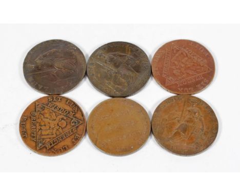 Middlesex Halfpenny Tokens (6), 1795, Coventry Street, a water filter, FOR PURIFYING WATER, date below, rev. THE FILTERING ST