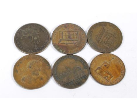 Middlesex Halfpenny Tokens (6), Hendon (2), 1794, B.Price, view of church, rev. greyhound standing left, plain edge; 1794, Da