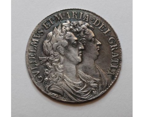 William &amp; Mary (1688-1694), Halfcrown, 1689, first conjoined busts, rev. first crowned shield, crown with caul and interi