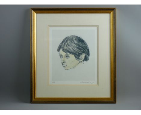 SIR KYFFIN WILLIAMS RA artist's proof print - head portrait of Patagonian girl, signed in full, 28 x 24 cms