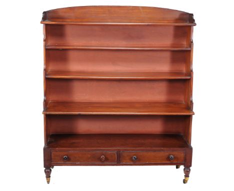 A George IV mahogany waterfall bookcase , circa 1825  A George IV mahogany waterfall bookcase  , circa 1825, the three-quarte