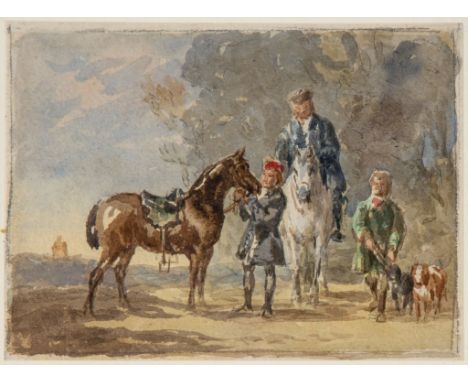 John Frederick Tayler PRWS (1802-1889) - A Scottish hunting party Watercolour over pencil 10 x 14cm (4 x 5 1/2 in) Provenance