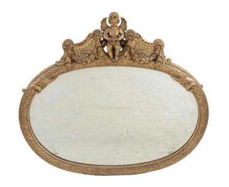 A gilt framed oval wall mirror , last quarter 19th century  A gilt framed oval wall mirror  , last quarter 19th century, with
