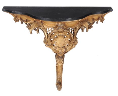 A carved giltwood console table in mid 18th century style, 19th century  A carved giltwood console table in mid 18th century 