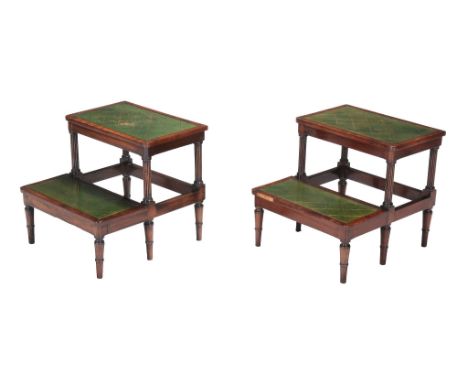 A pair of Regency style library steps, late 19th/early 20th century  A pair of Regency style library steps,   late 19th/early