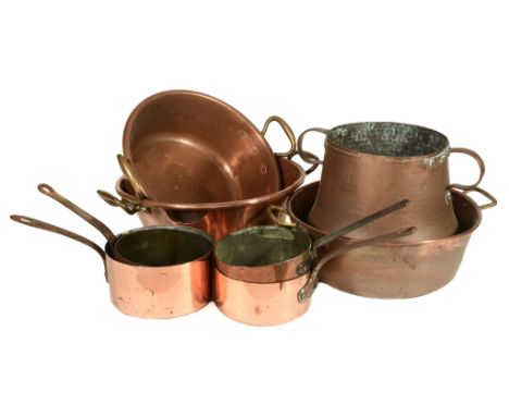 A quantity of assorted copper vessels, 19th century  A quantity of assorted copper vessels,   19th century, comprising a grad