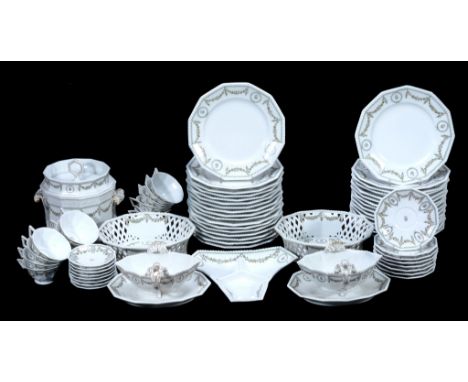 A modern Nyphenberg porcelain part dinner service  A modern Nyphenberg porcelain part dinner service  , decorated with a rose