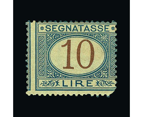 Italy : (SG D38) 1870-1925 Postage due - 10L brown & blue (toned gum) with heavily-rounded corner, centred R - o/w fresh mm e