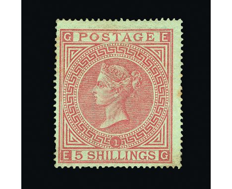 Great Britain - QV (surface printed) : (SG 127) 1867-83 5s pale rose, plate 1, EG, centred to SW, faint diagonal gum crease a